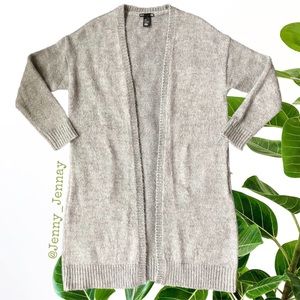 H&M Gray Long Cardigan Sweater Duster Size Small
